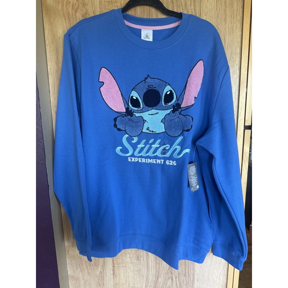 XL 2026 Oversized Disney Parks Sweatshirt Embroidered Stitch 626 Pullover NWT